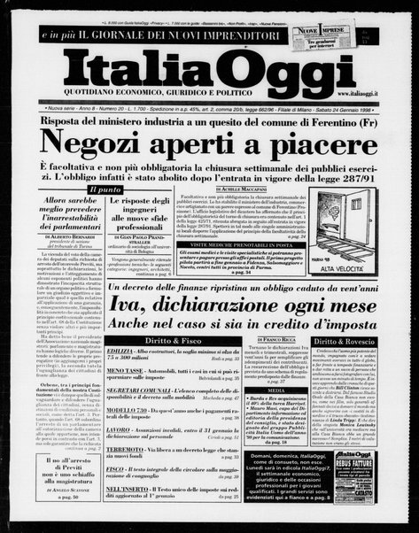 Italia oggi : quotidiano di economia finanza e politica